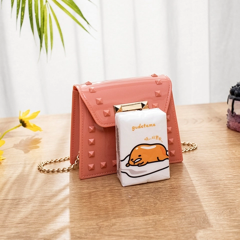 Mini Jelly Tasche PVC Mit Nieten Kleine Umhängetasche Mit Goldener Kette Für Damen Modisch