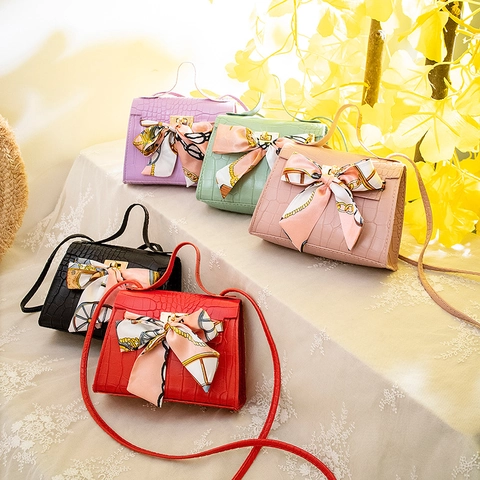 Piccola Borsa A Tracolla Da Donna In Pelle PU Con Motivo Coccodrillo Mini Borsa A Mano Con Foulard Di Raso Elegante