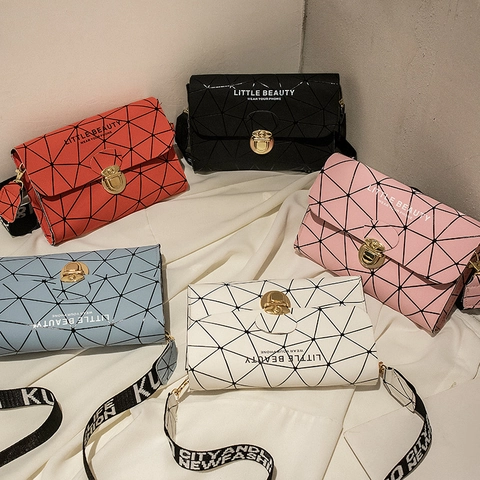 Mini Borsa A Tracolla Geometrica Con Motivo A Triangoli Pelle PU Porta Cellulare Con Tracolla Larga