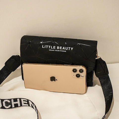 Mini Borsa A Tracolla Geometrica Con Motivo A Triangoli Pelle PU Porta Cellulare Con Tracolla Larga
