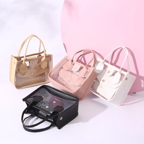 Transparente PVC Handtasche Und PU Leder Innentasche Klare Mode Crossbody Schultertasche Für Damen