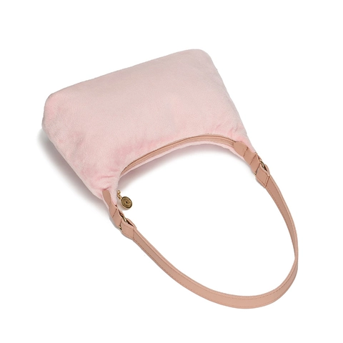Plush Underarm Shoulder Bag Faux Fur Hobo Bag Solid Color Zipper Soft Winter Handbag Y2K Style For Women