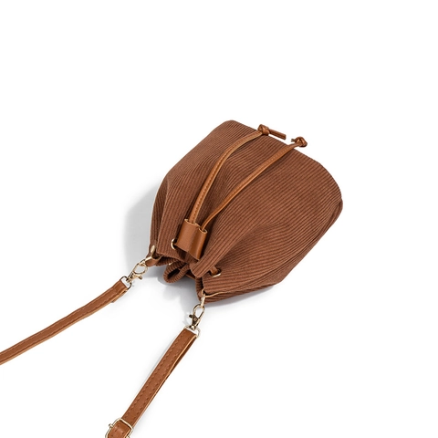 Borsa A Secchiello Rigata In Velluto A Coste Vintage Coulisse Borsa A Tracolla Per Donna Elegante Versatile Leggera