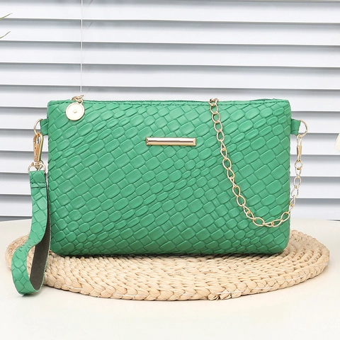 Damen Gewebte Clutch Tasche PU Leder Kleine Quadratische Tasche Mit Kettengurt Handgelenkschlaufe Reißverschluss Schicke Abendtasche
