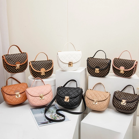 Gewatteerde Zadeltas PU Leer Ruitpatroon Vintage Bedrukte Handtas Crossbody Tas Verstelbare Riem Voor Dames