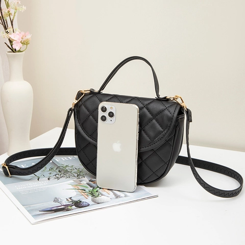 Gewatteerde Zadeltas PU Leer Ruitpatroon Vintage Bedrukte Handtas Crossbody Tas Verstelbare Riem Voor Dames