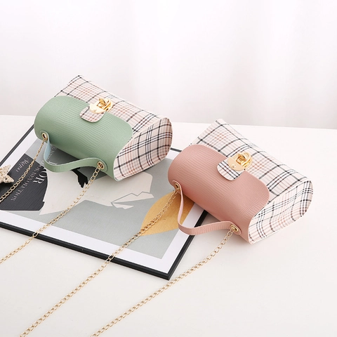 Borsa A Spalla Donna Quadri Classici Pelle PU Trama Lucertola Borsa A Mano Catena Metallo Borsa A Tracolla Quadrata