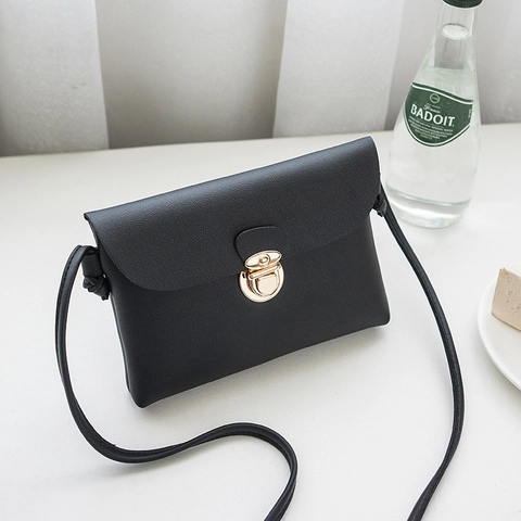 Women Mini Crossbody Mobile Phone Bag PU Leather Minimalist Shoulder Purse With Gold Buckle Fashion Daily