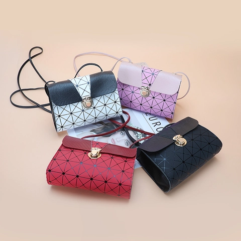 Bolso Bandolera Geométrico De Cuero PU Diseño Moderno Color En Contraste Bolso De Hombro Para Mujer Con Cierre De Metal