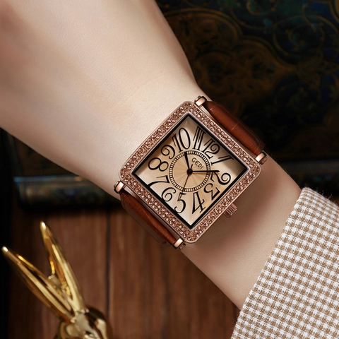 Orologio Al Quarzo Quadrato Retro Da Donna Con Cassa In Lega Di Strass E Cinturino In Ecopelle Orologio Elegante