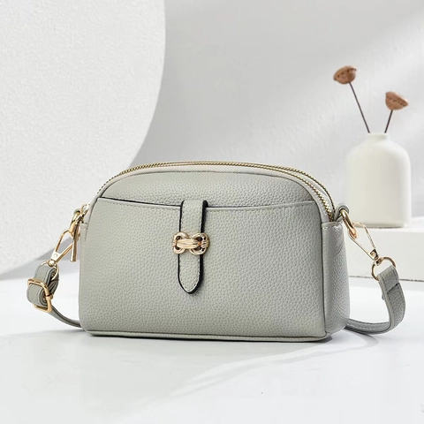Sac À Épaule Femme Cuir PU Texture Litchi Multi Couches Sac Bandoulière Minimaliste Élégant Mode Style Caméra Quotidien
