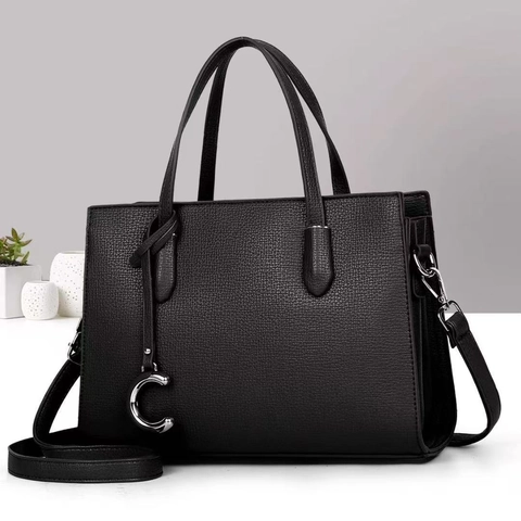 Bolso De Mano Para Mujer Patrón Lichi Cuero PU Gran Capacidad Tote De Viaje Con Colgante De Metal Correa Ajustable