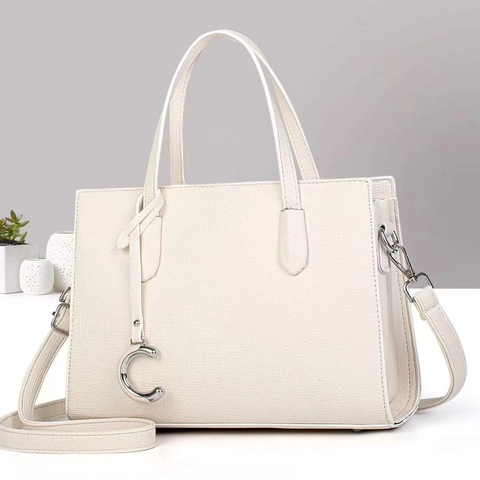 Bolso De Mano Para Mujer Patrón Lichi Cuero PU Gran Capacidad Tote De Viaje Con Colgante De Metal Correa Ajustable
