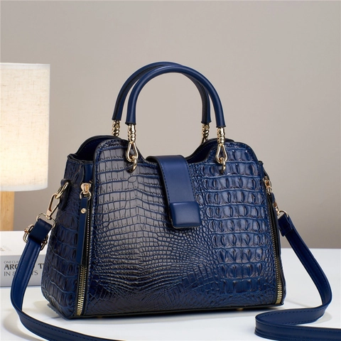 Borsa A Mano Con Goffratura Coccodrillo Grande Capacità Pelle PU Manico Superiore Borsa A Tracolla Per Donna Hardware Oro