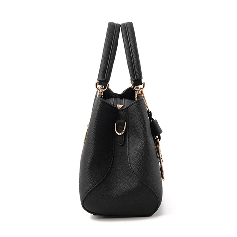 Borsa Da Donna In Pelle PU Grana Litchi Fiocco Pendente A Stella Grande Capacità Borsa A Tracolla Elegante