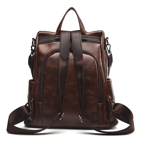 Zaino In Pelle PU Vintage Donna Antifurto Grande Capacità Borsa Da Viaggio Casual Con Ciondolo Pompon