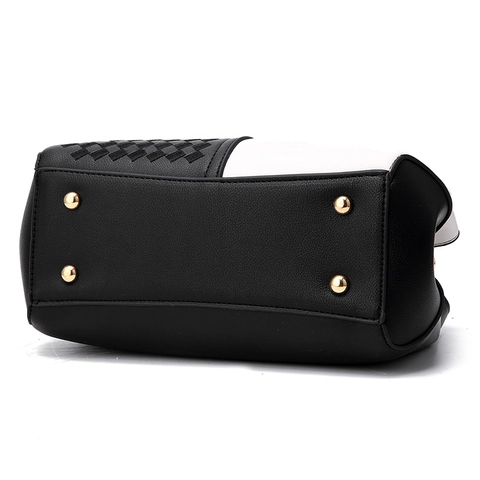 Borsa A Mano Da Donna In Pelle PU Intrecciata Patchwork Grande Capacità Borsa A Tracolla Con Hardware Dorato Tracolla Regolabile Elegante