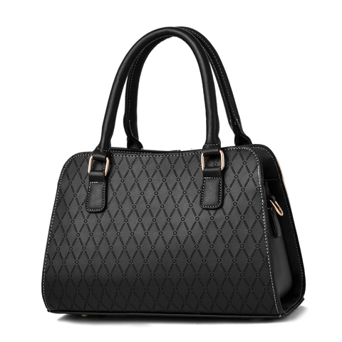 Borsa A Mano Donna Pelle PU Blocco Di Colore Grande Capacità Borsa A Tracolla Motivo Rombi Elegante Lavoro Quotidiano