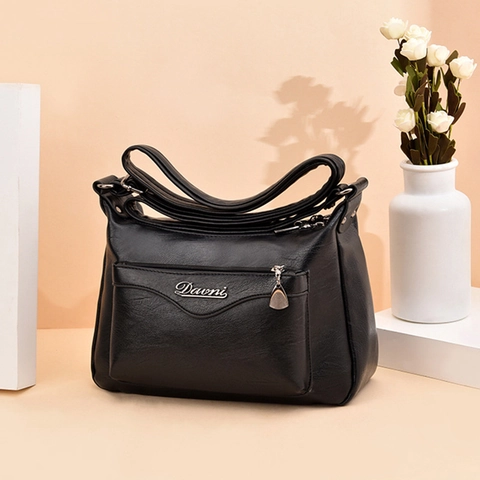 Sac À Épaule Pour Femmes Cuir PU Souple Multi Poches Grande Capacité Texture Litchi Sac Bandoulière Versatile