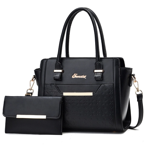 Borsa A Mano E Portafoglio Da Donna Con Goffratura Floreale Pelle PU Grande Capacità Borsa A Tracolla Retro