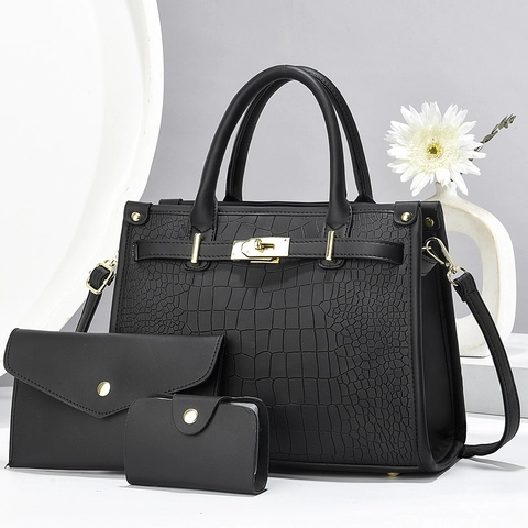 Elegante Handtasche Mit Krokodilmuster Clutch Und Kartenhalter Für Damen Große Kapazität PU Leder Umhängetasche Goldene Hardware Büro Mode