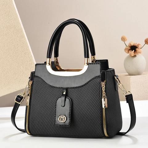 Bolso De Mano Mujer Textura Tejida Cuero PU Gran Capacidad Bolso Bandolera Correa Desmontable Herrajes Dorados Casual Moderno