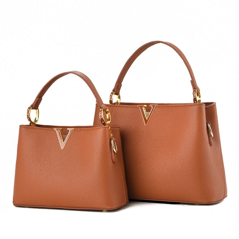 Elegante Bolso De Mano Con Asa Superior Cuero PU Patrón Lichi Decoración Metal V Dorado Bolso Bandolera Mujer