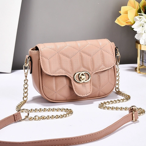 Borsa Tracolla Trapuntata Donna Pelle PU Catena Dorata Piccola Borsa Quadrata Per Uso Quotidiano Elegante Lusso