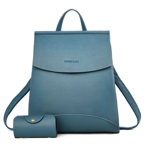 Women Fashion Backpack And Purse Litchi Pattern PU Leather Multi Functional Anti Theft Large Capacity Retro