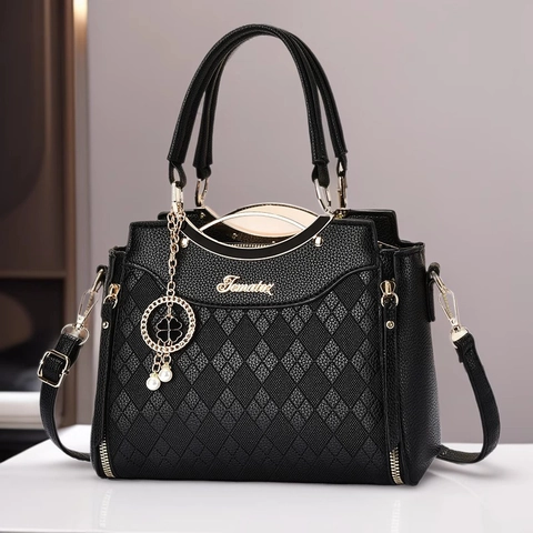 Borsa Da Donna In Pelle PU Trapuntata Con Manico In Metallo Borsa A Tracolla Retro Elegante Grande Capacità Pendolare