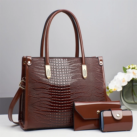 Borse Da Donna Tote Clutch E Porta Carte Pelle PU Motivo Coccodrillo Elegante Alla Moda Versatile