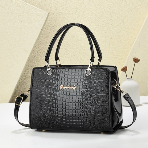 Borsa A Spalla Da Donna Con Motivo A Coccodrillo In Pelle PU Grande Capacità Elegante Tendenza Versatile