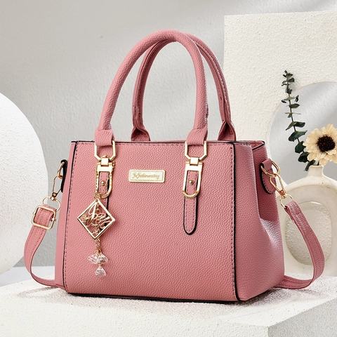 Women Handbag PU Leather Litchi Grain Tote Shoulder Bag Multi Compartment Fashion Charm Elegant Ladies Purse
