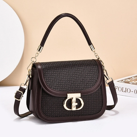 Bolso Bandolera De Color En Contraste Para Mujer Bolso De Mano Cuero PU Textura Tejida Retro Bolso Cuadrado Pequeño Con Correa Ajustable Herrajes Dorados