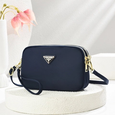 Sac Bandoulière Femme Multi Couche Fermeture Éclair Nylon Petit Sac À Épaule Sac Caméra Style Urbain Minimaliste Tendance