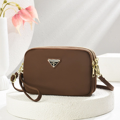 Sac Bandoulière Femme Multi Couche Fermeture Éclair Nylon Petit Sac À Épaule Sac Caméra Style Urbain Minimaliste Tendance