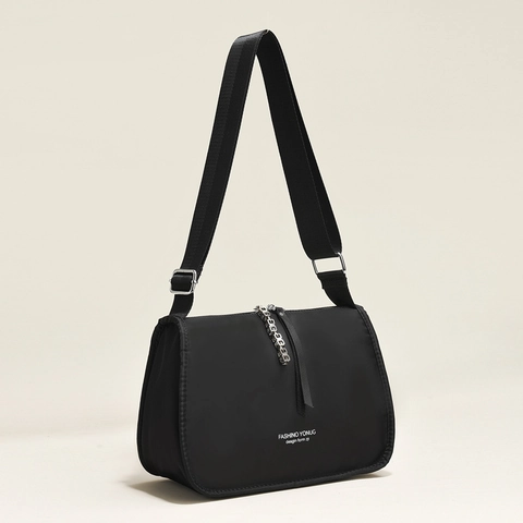Borsa A Tracolla Donna Pelle PU Tessuto Oxford Tracolla Larga Regolabile Multi Tasca Moda Casual Borsa A Spalla