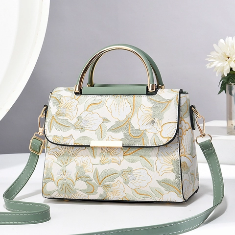 Sac À Main Bandoulière Broderie Florale Cuir PU Rétro Style Chinois Pour Femmes Élégant À La Mode