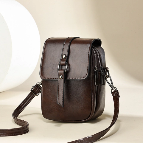 Sac Bandoulière Téléphone Cuir PU Femme Multi Compartiment Rétro Sacoche Épaule Sangle Réglable Minimaliste Mode Urbaine
