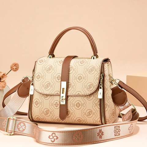 Borsa A Mano Da Donna Con Stampa Monogramma Retrò In Pelle PU Borsa A Tracolla Con Manico Superiore E Tracolle Rimovibili