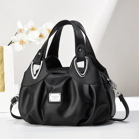 Borsa Da Donna In Pelle PU Pieghettata Grande Capacità Stampa Floreale Borsa A Tracolla Elegante Alla Moda