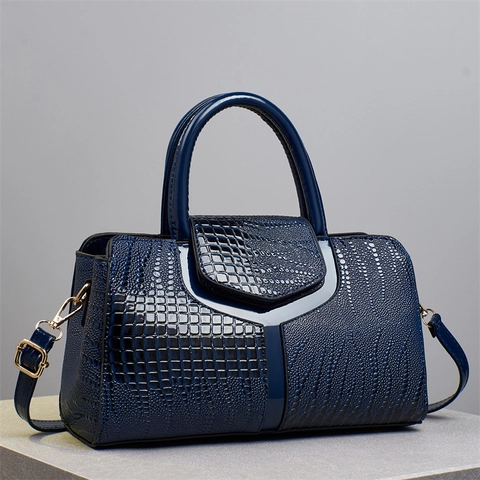 Borsa A Mano Da Donna Goffrata Coccodrillo Pelle PU Borsa A Tracolla Versatile Decorazione In Metallo A V