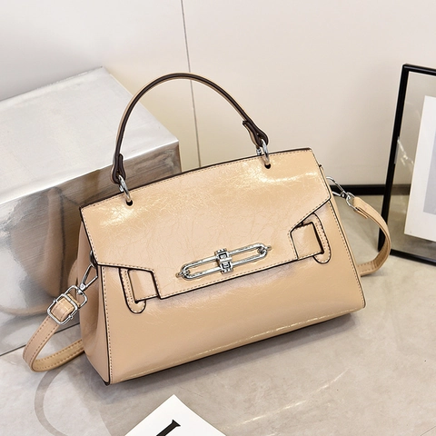 Borsa A Mano Vintage Da Donna In Pelle PU Lucida Chiusura In Metallo Argentato Texture Pieghettata Borsa A Tracolla Versatile