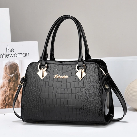 Women Handbags Elegant PU Leather Crocodile Pattern Large Capacity Shoulder Crossbody Bag For Office Commute Daily Wear