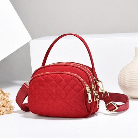 Bolso Bandolera Acolchado Ligero Cremallera Multi Capas Gran Capacidad Bolso De Mano Simple Casual Mujer