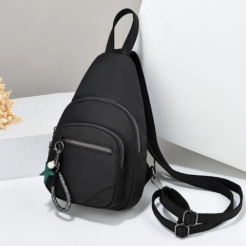 Borsa Da Petto Da Donna In Nylon Oxford Impermeabile Diversi Strati Di Cerniera Con Ciondolo Stella Perla Artificial Tracolla Regolabile