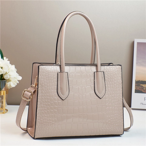 Crocodile Pattern PU Leather Handbag Elegant Large Capacity Tote For Women Trendy Shoulder Crossbody Bag With Top Handle