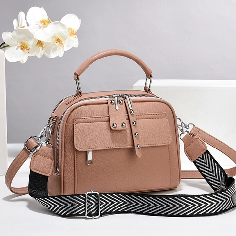 Sac À Main Chic Pour Femmes En Cuir PU Avec Large Bandoulière Géométrique Texture Lychee Sac Bandoulière