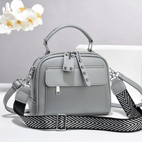 Sac À Main Chic Pour Femmes En Cuir PU Avec Large Bandoulière Géométrique Texture Lychee Sac Bandoulière