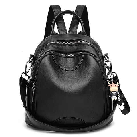 Zaino Da Donna In Pelle PU Impermeabile Tasche Multiple Viaggio Scuola Moda Casual Con Ciondolo A Forma Di Mucca